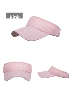 Pink camouflage jacquard sun visor hat showing front and side views in detail