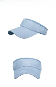 Close-up of light blue camouflage patterned sun visor with breathable quick-dry fabric