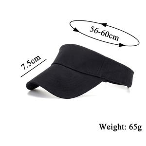 Schwarze Baumwoll-Sonnenblende mit 7,5cm Schirm und verstellbarer 56-60cm Kopfgröße