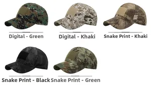 Detail showcasing five tactical camouflage patterns including digital and python textures