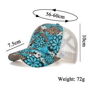Größentabelle für Trucker-Cap mit Leopardenmuster und 56-60 cm Kopfumfang