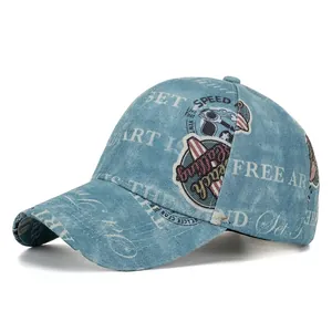 Vintage Washed Polyester Baseball Cap For Women Men Retro Letter Print Adjustable Sun Hat Streetwear Outdoor Sports Cap