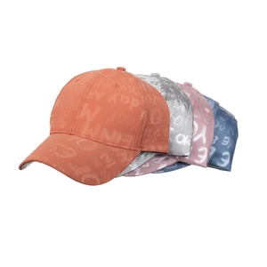Outdoor unisex baseball caps with Monday and Sunday embossed lettering in multiple colors