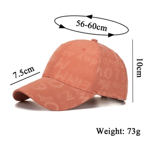 Unisex coral textured baseball cap with letter prints and detailed size measurements