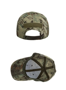 Macro detail of python camo tactical cap showing rear velcro strip and inner reinforced lining