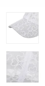 Macro shot of white lace baseball cap featuring delicate镂空 heart patterns and texture