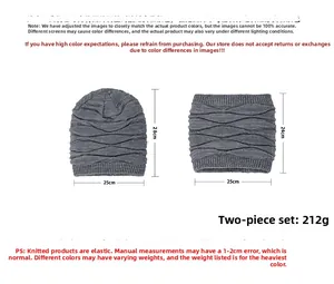 Detaillierte Größentabelle für das graue Winter-Strickmützen- und Schal-Set