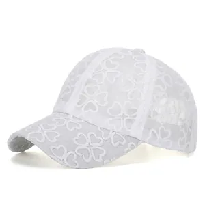 Women Lace Embroidery Baseball Cap Breathable Hollow Out Design Sun Hat Adjustable Mesh Summer Outdoor Fashion Accessory