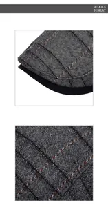 Détails de la casquette gavroche à carreaux gris montrant la texture du tissu tissé