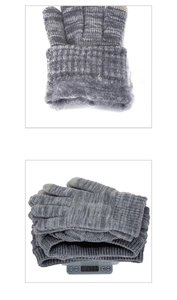Détail du cache-col en tricot d'hiver et gants tactiles avec doublure en polaire grise