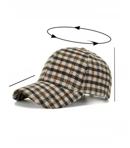 Detailed size specs for the thick plaid baseball cap featuring a 7.5cm brim length