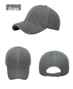 Detailed views of a dark grey faux mink baseball cap with adjustable metal buckle back