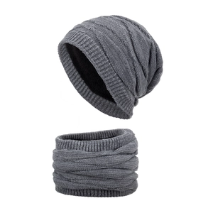 Winter Strickmütze Und Halswärmer Für Damen Herren Acryl Fleecegefüttert Warm Gerippt Wellenmuster Thermische Totenkopfkappe