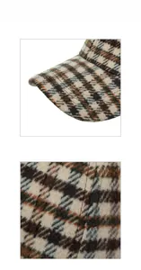 Close-up of vintage plaid patterns and tweed fabric texture on a baseball cap