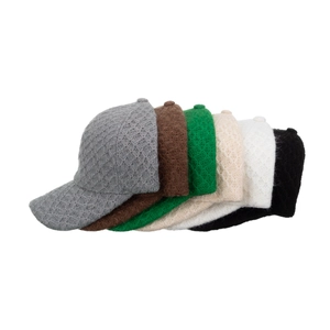 Winter knitted baseball cap with thermal fabric and diamond pattern in six colors