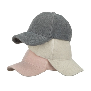 Thick warm faux mink fur baseball caps in grey, beige, and pink for autumn and winter seasons