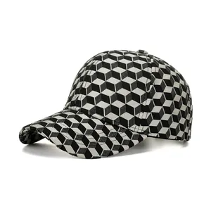 Modern 3D Geometric Cube Pattern Baseball Cap Polyester Adjustable Snapback Sun Hat For Men Women Outdoor Casual Fashion