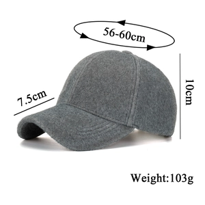 Thick grey faux mink fur baseball cap for women with size dimensions and warm texture