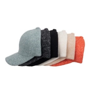 Thick knitted baseball caps for winter in six assorted colors with fuzzy texture