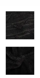 Macro detail of the woven pattern and soft thermal fleece lining for men knit set