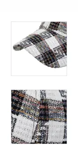 Close-up detail of multi-colored plaid tweed fabric on this stylish baseball cap