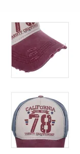 Close-up of vintage distressed baseball cap featuring embroidered California 78 lettering
