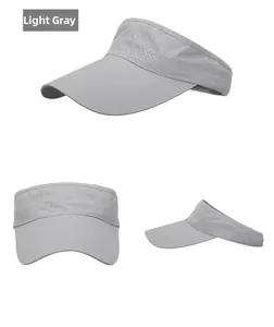 Detailed views of light grey breathable mesh sun visor for outdoor sports and running
