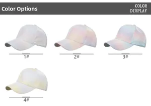 Détails des casquettes de baseball dégradées montrant quatre options de tons macarons