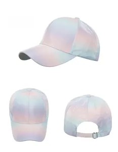Vues détaillées de la casquette baseball dégradé macaron avec finition satinée et boucle