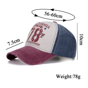 Vintage tri-color washed baseball cap with California letter print and distressed brim