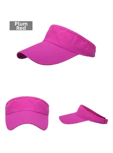 Close-up of rose red breathable mesh sun visor hat with adjustable back strap for sports