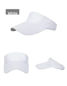 Detail view showing breathable mesh fabric and adjustable strap of white outdoor sun visor