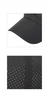 Macro detail of breathable mesh fabric and precise stitching on the black outdoor baseball cap