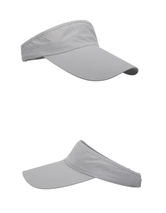Dual-view close-up of light gray quick-dry sun visor showing breathable mesh fabric details