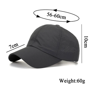 Dark grey breathable mesh baseball cap with dimensions and lightweight quick-dry fabric