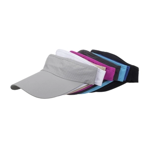 Quick-dry mesh sun visor hats for sports in six colors including grey, white, and blue