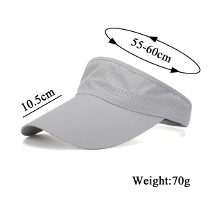 Grey quick-dry sun visor hat for hiking with 10.5cm brim and adjustable 55-60cm strap