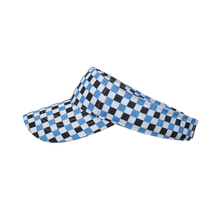 Blue and black checkerboard pattern sun visor hat for outdoor sun protection