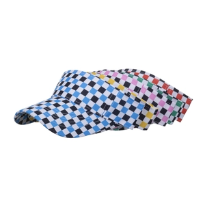Outdoor checkered sun visor hats for women in multiple colors with grid pattern