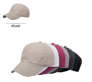 Detail view showing breathable mesh fabric and various colors of quick-dry baseball caps