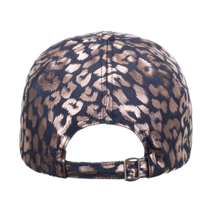 Damen Baseballkappe mit Leopardenmuster, Metallic-Finish und verstellbarer Schnalle