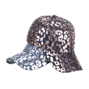 Damen Baseballkappen mit modischem Leopardenmuster und glänzendem Metallic-Finish