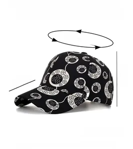 Detailed size chart for clover print baseball cap showing 56-60cm head circumference