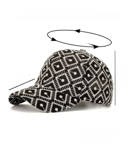 Guide des tailles pour casquette de baseball noire avec broderie losange géométrique
