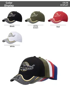 Détails des casquettes Hollywood GA avec broderie et visière texturée en plusieurs couleurs