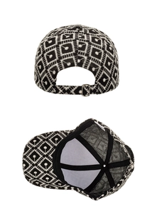 Vue détaillée du motif brodé et de la boucle métallique réglable sur la casquette de baseball