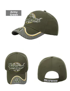 Casquette de baseball vert armée avec broderie Hollywood et détails du logo CA en vues
