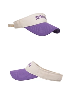 Detail view of contrast color sun visor with Nebraska embroidery and adjustable velcro strap