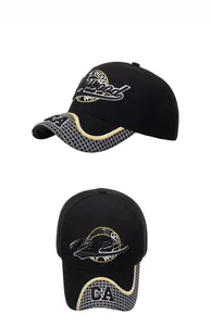 Détail de la casquette Hollywood CA noire avec broderie 3D et bordure à carreaux unique