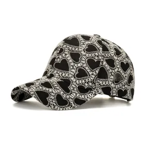 Women's Heart Embroidery Baseball Cap Casual Sun Protection Curved Brim Adjustable Outdoor Fashion Peaked Hat